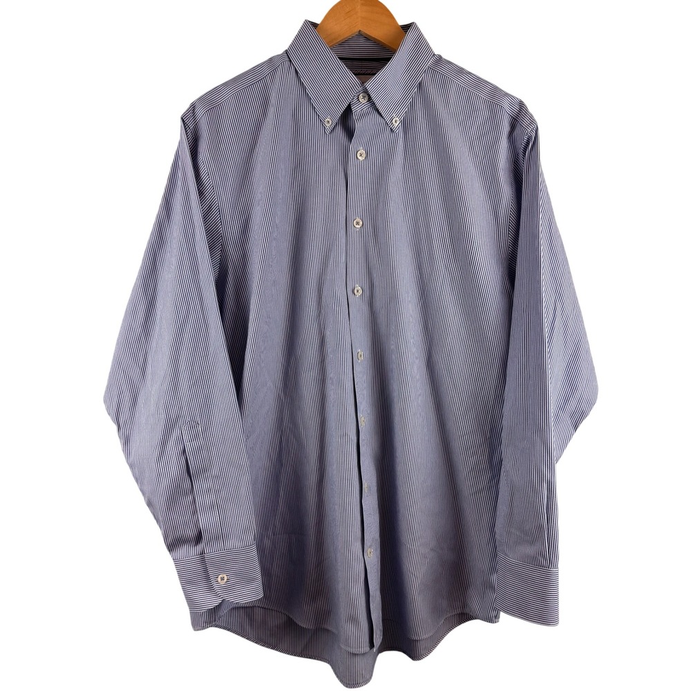 Charles Tyrwhitt Dress Shirt Mens 16.5/34 Blue Stripe Classic Fit Non-Iron